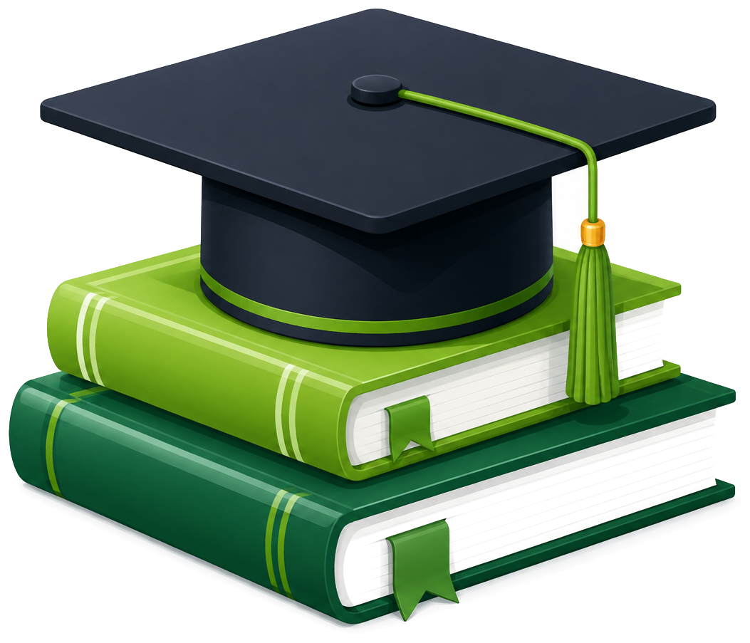 Graduation cap and books illustration